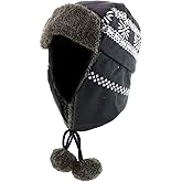 Trendy Apparel Shop Soft Fur Winter Snowflake Knit Ear Flaps Trooper Beanie Hat
