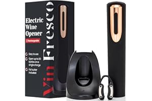 Rechargeable Electric Wine Bottle Opener - Charging Base and Foil Cutter Included with Automatic Wine Opener - Electric Corks