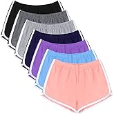 URATOT 7 Pack Womens Cotton Shorts, Dolphin Booty Athletic Gym Sports Shorts for Yoga Lounge Running