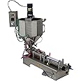 TECHTONGDA Paste Liquid Filling Machine One Nozzle Piston Filler with Mixing and Heating Hopper Bottle Pack Seal for Honey Milk (100-1000ml)