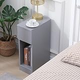 Pantanal Slim 20cm Bedside Table Grey with Drawer Shelf Nightstand view 3