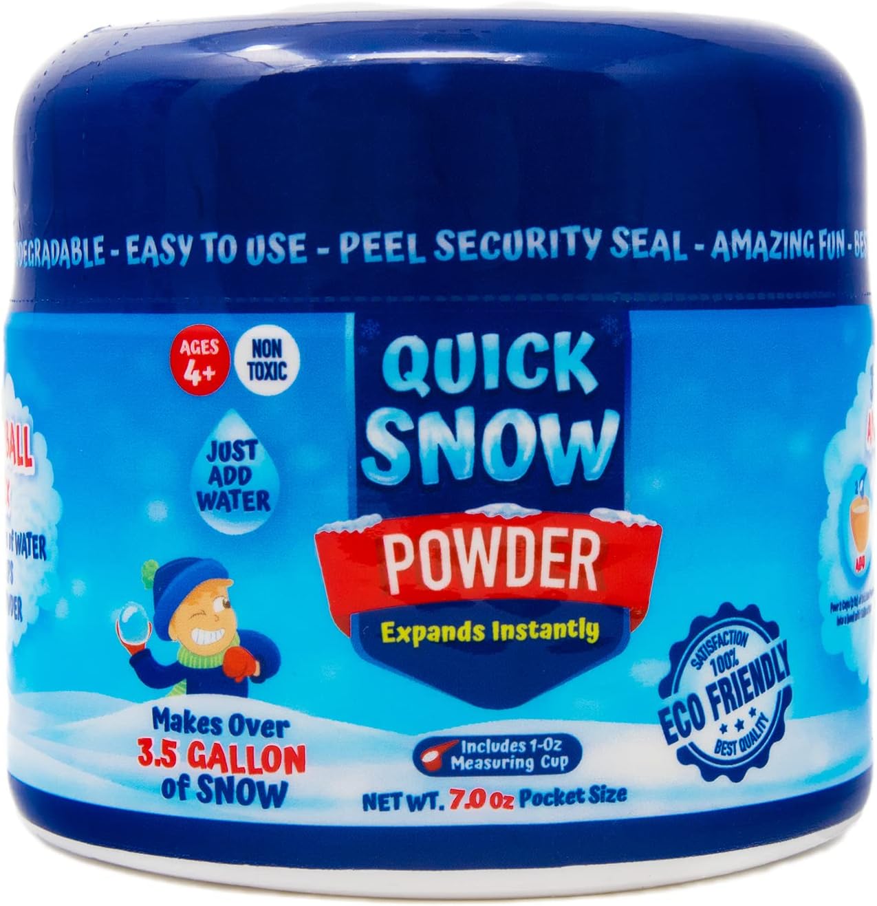 Artificial Snow - QUICK SNOW POWDER: Instant Snow - Makes 3.5 Gallon Magic Artificial Fake Snow - Just Add Water - Christmas Decorations Events Outdoor Indoor - STEM Slime Activities for School -Pocket Size 7.0 Oz