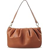Women Ruched Shoulder Handbag Cloud Pouch Hobo Bag Convertible Clutch Soft Vegan Leather Cross body Bag