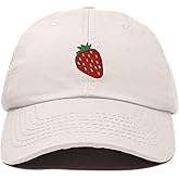 DALIX Strawberry Embroidered Cotton Dad Hat Fruit Adjustable Casual Baseball Cap Nature Womens