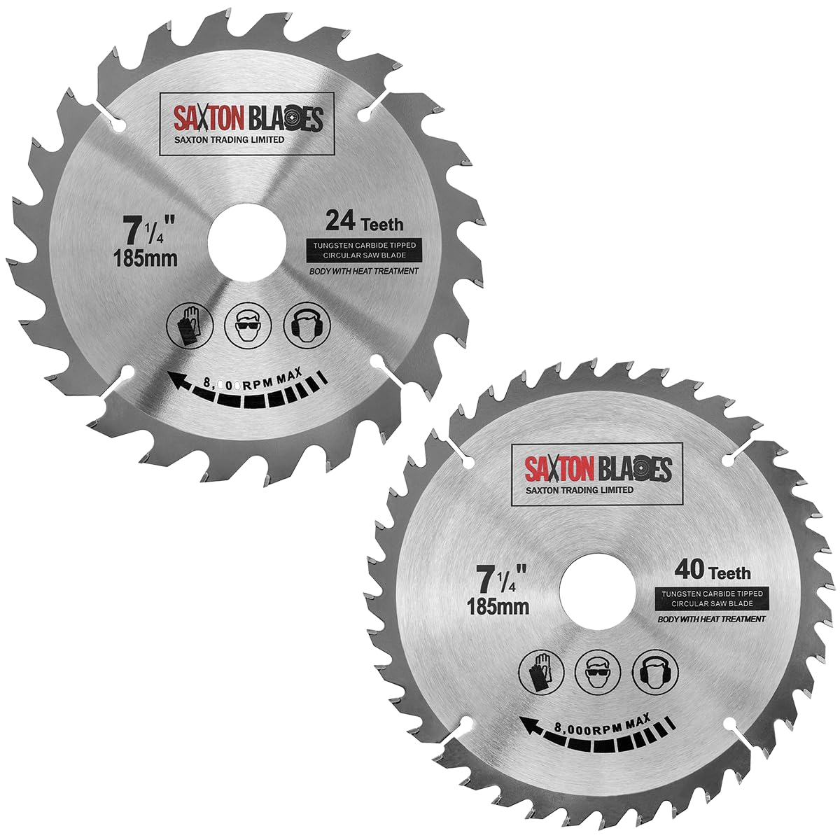 TCT185MXA 2X Saxton TCT Circular Wood Saw Blades 185mm x 30mm bore for Bosch Makita Dewalt Pack A Fits 190mm Saws