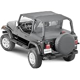 MasterTop Bimini Summer Soft Top, Black Diamond - Fits Jeep Wrangler YJ 1992-1995 - Open Air Fabric Top Cover for Sun and Light Rain Protection