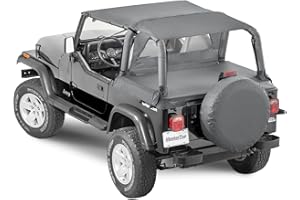MasterTop Bimini Summer Soft Top, Black Diamond - Fits Jeep Wrangler YJ 1992-1995 - Open Air Fabric Top Cover for Sun and Light Rain Protection