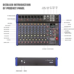 JXSOU 14-Channel Audio Sound Mixer Board, Bluetooth