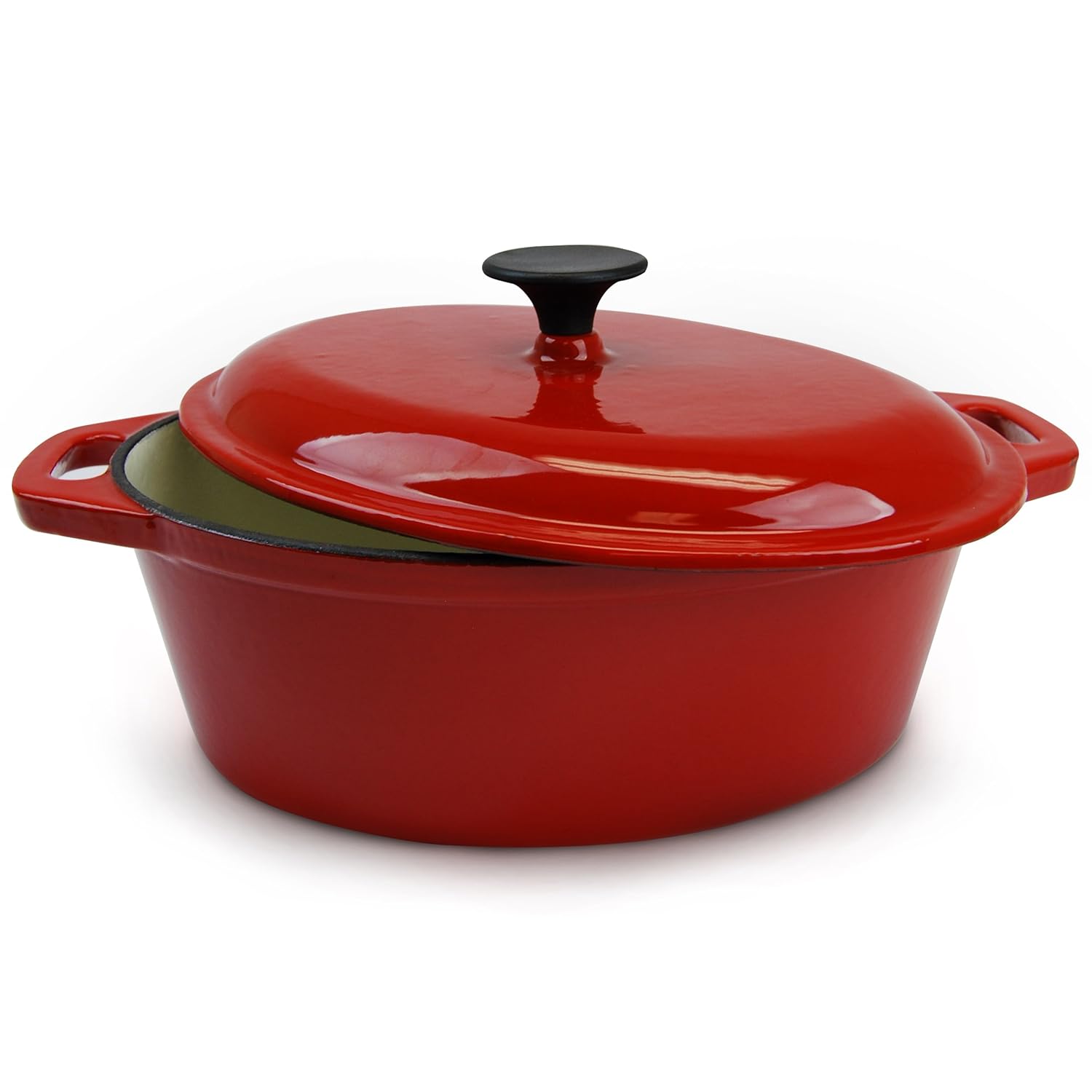 Huswell 5Quart Enameled Cast Iron Dutch Oven Casserole Oval Dish the