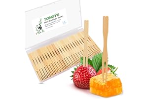TONGYE Cocktail Forks Appetizer Forks Mini Charcuterie Fork, Toothpick Forks, 3.5" Small Bamboo Fork Tiny Wooden Forks, Little Fruit Food Picks Disposable (100 PCS)