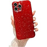 LIFCIUSO Red Glitter Bling Compatible with iPhone 16 Pro Max Case 6.9" - Sparkling Protective Phone Cover for Women Girls, Soft TPU Shockproof Design