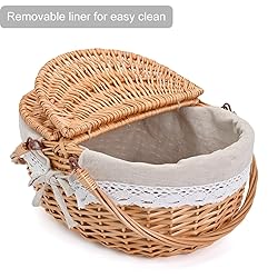 Wicker Picnic Basket with Removable Liner Empty