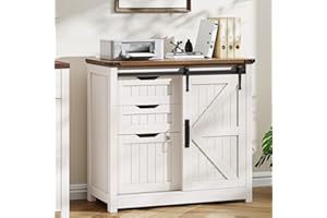 Vabches Lateral File Cabinets with Adjustable Shelf, Farmhouse Filing Cabinet with Lock for Home Office, Filing Organization Storage Cabinets with Sliding Barn Door for Hanging Files Letter/A4