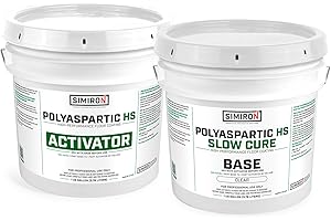 Simiron Polyaspartic High Solids Topcoat Coating System - 2 Gallon Kit - Clear Coating Gloss Finish - Easy-to-Use 1:1 Mix Ratio - Protection to Adhesion, UV, Abrasion, & Scratches (Slow Cure)