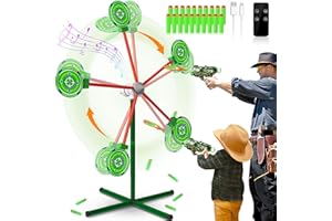 HLDYA Rocket Shooting Games Toys with Rotating Target 2 Toy Guns 20 Foam Darts Kids Outdoor Toys for Boys Age 5 6 7 8 9 10+ Year Old Carnival Games Compatible with Nerf Guns (Green)