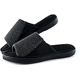 LORDFON Mens Open Toe Slippers Slip on Men Slides Cozy Memory Foam Breathable Indoor House Shoes