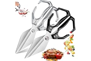 2pcs Heavy-Duty Kitchen Shears for Food,2 in 1 Ergonomic Kitchen Scissors All Purpose Stainless Poultry Scissors,Multifunctio