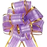 MECCANIXITY 5pcs 6 Inch Large Pull Bow Gift Wrapping Bows Ribbon Organza Bows Purple for Wedding Baskets Presents Christmas Party