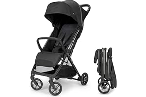 Inglesina Quid³ Stroller, Cosmic Black - Compact Reclining Travel Stroller for Baby & Toddler 0-55 lbs, One Hand fold, Car seat Compatible, Airplane Overhead, Lightweight, Foldable, XL UPF 50+ Canopy