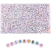 1400pcs Letter Beads, Alphabet A-Z Beads for Jewelry Making and DIY Bracelets, Necklaces, Key Chains, 4x7mm Round Letter Beads Kits for Jewelry Making DIY Bracelets Necklaces(D-Colorful Letter)