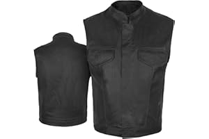 DEFY CHALLENGE YOUR FEAR STORE Men's SOA Motorcycle Genuine Cowhide Leather Club Style Vest with Concealed Gun Pockets New (Large)
