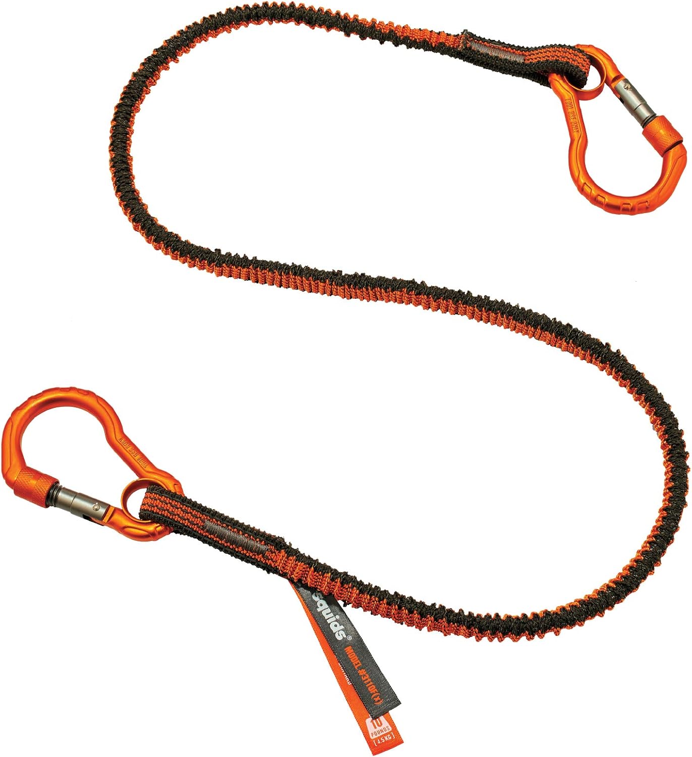 Ergodyne, 19822 Shock Absorbing Tool Lanyard with Two Self-Locking Carabiners, Tool Weight Capacity 10lbs, Squids 3110, Gray