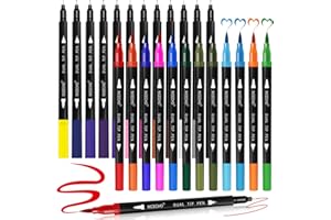 Nicecho 24 Colors Dual Tip Art Markers Pens for Adult Coloring Books, Brush and Fineliner Tip Art Suppliers for Journaling Note Taking Lettering