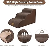 Nepfaivy 3-Step Dog Steps for Bed Non-Slip Foam 60x40x40cm Brown view 3