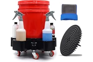 MLIJZARD 5 Gallon Bucket Dolly with 5 Rolling Swivel Caster,Rolling Bucket Dolly with Bucket Insert&Clay Mitt for Car Washing, Construction,Food Industry-Detailing Smoother Maneuvering(Not Included Bucket)