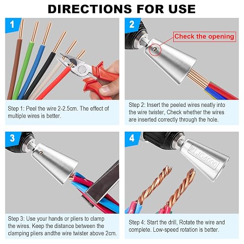 2-Pack Wire Twisting & Stripping Tools – 6mm Hex Shank, For Drill Drivers, Strips 2.5/4/6 Sq Mm Wires