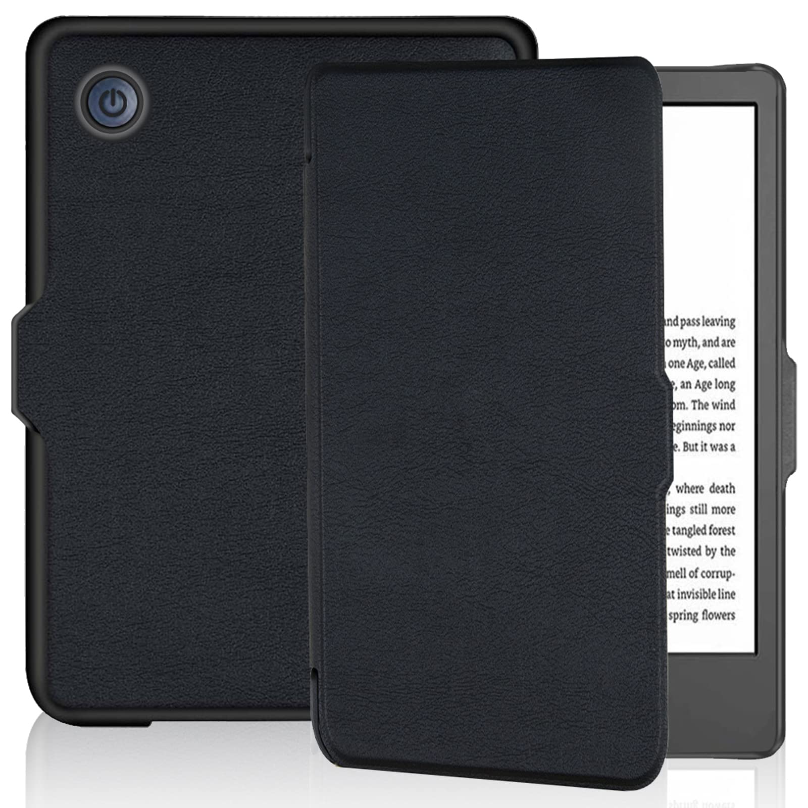 Miimall Compatible with Kobo Clara 2E Case, Ultra Slim Lightweight PU Leather Shell with Auto Sleep/Wake Function, Full Coverage Bumper Flip Cover for Kobo Clara 2E (6" 2022 Release)-Black