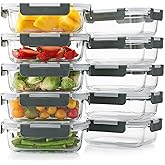 Cuiselect 10 Pack 22 Oz Glass Meal Prep Containers with Lids, Reusable Glass Food Storage Containers with Lids, Leak Proof, M