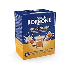 Caffè Borbone Nocciolino, Caffè macchiato al gusto di Nocciola – 96 capsule (6 confezioni da 16) – Compatibili con le Macchine ad uso domestico Lavazza* A Modo Mio*