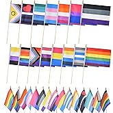 Lebei 15 Different Small Gay Pride Stick Flags Mini Hand Held Rainbow LGBTQ Flag 5x8 Inch