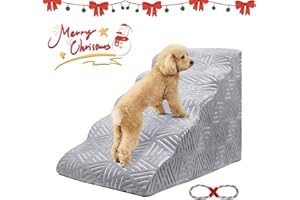 LitaiL 24.4inches Foam Dog Steps, Dog/Pet Foam Stairs, Dog Ramp Dog Stairs for High Bed, Soft Foam Dog Ladder for Older Dogs/Cats, Injured Pets with Joint/Back Pain, Blind Pets(Glow Color)…