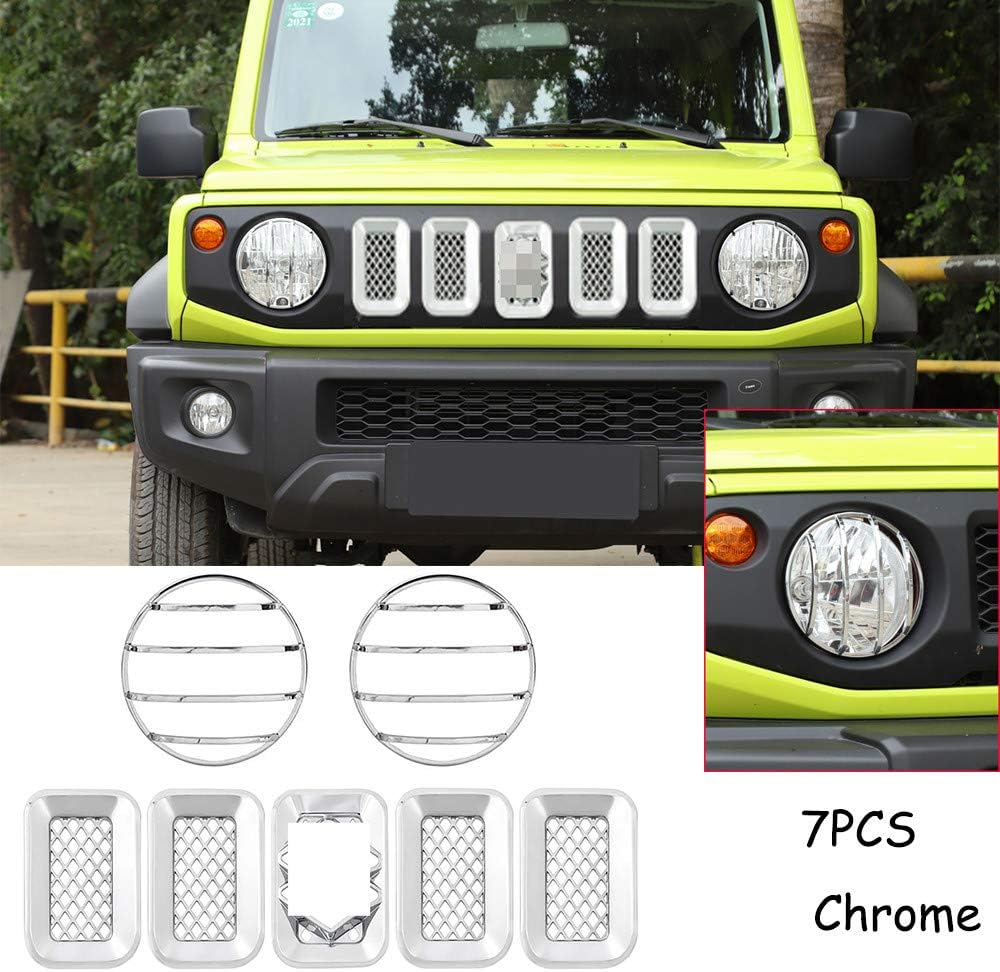 Jimny ABS Car Front Grille Insert Cover, Headlight Decorative Cover 7pcs for 2019-2020 Suzuki Jimny JB64/JB74