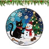 Black Cat Funny Christmas Ornaments 2025, 2D Acrylic Hanging Ornaments for Christmas Tree Decorations, Xmas Decor for Cat Lovers Stocking Stuffers Gifts for Women and Men