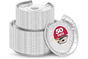 50PC COZZIVITA Round Electric Stove Burner Covers - Stove Top Covers for Electric Stove Thicker Aluminum Foil Burner Liners - Disposable Stove Top Protector (25 * 6 Inch and 25 * 8 Inch)
