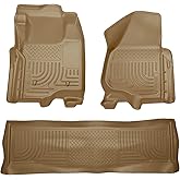 Husky Liners Weatherbeater Floor Mats | Fits 2011-2012 Ford F-250, F-350 Crew CAB ONLY (Footwell Coverage) | Front & 2nd Row, 3-pc Tan - 98713
