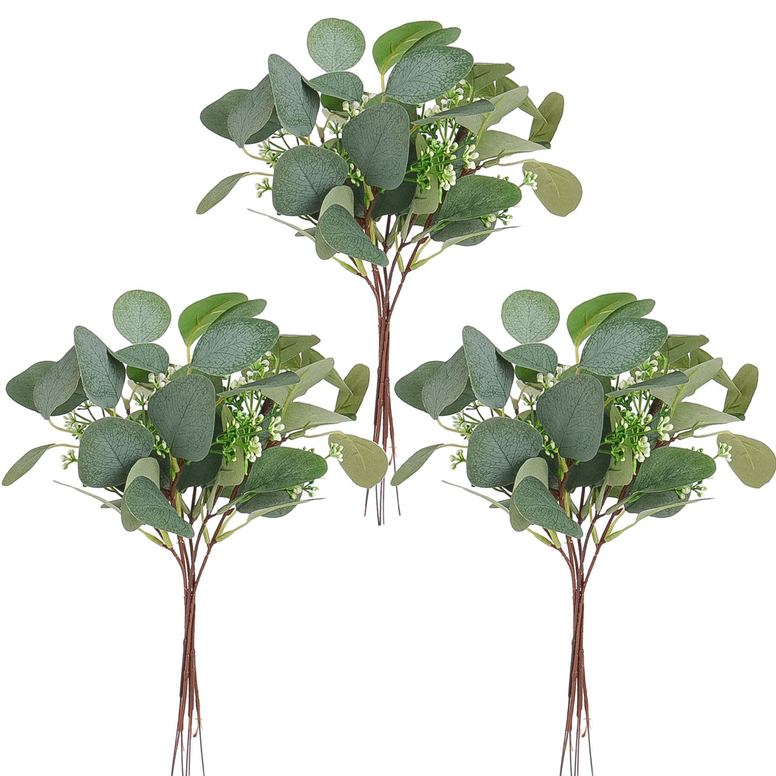 Photo 1 of Beferr 18pcs Eucalyptus Stems Bulk Faux Silver Dollar Eucalyptus Leaves Plant Branches Artificial Greenery Stems for Flower Arrangements Home Decor Indoor