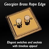 Varilight V-Pro 2 Gang Dimmer Switch Georgian Brass Rope Edge 250W view 3