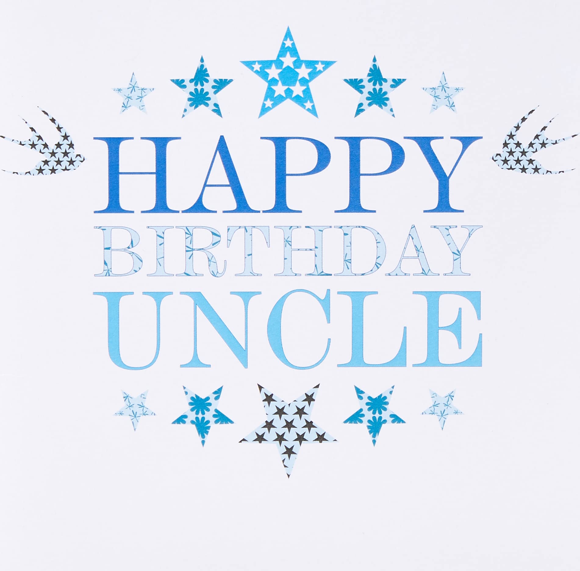 Claire Giles Greeting Cards, Happy Birthday Uncle Card, Blue Stars design Birthday Greeting Card