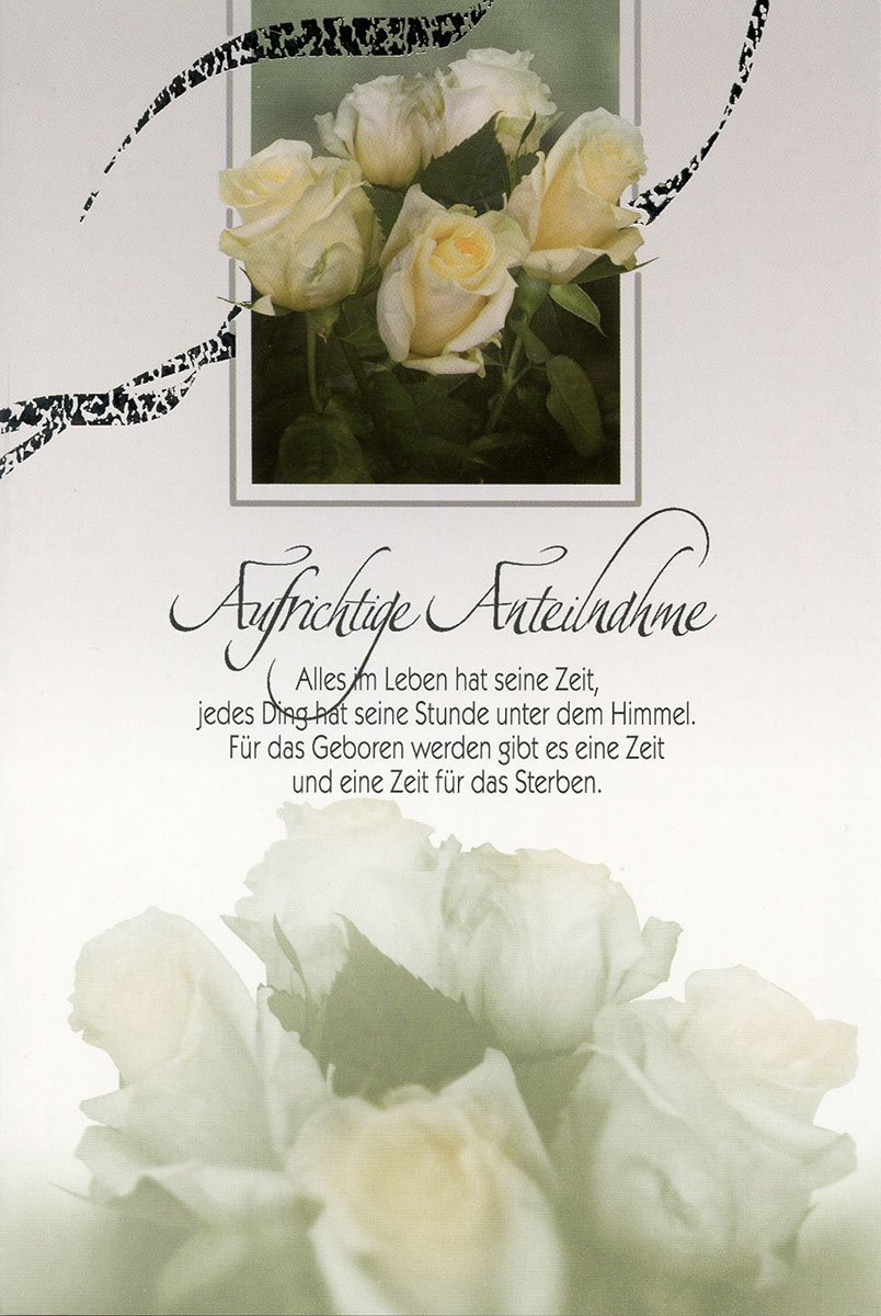 50 Trauerkarten Weiß Blumen Beileidskarten Kondolenz Trauer Grußkarten ...