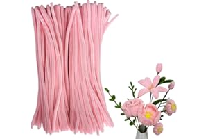 WNYBRIO 200pcs Pink Pipe Cleaners Bulk Chenille Stems Thick pipecleaners Craft Supplies for DIY Flower Art Craft Creative Projects