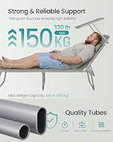 SONGMICS Sun Lounger Folding Deck Chair 193x53x29 cm 150 kg Sunshade view 6
