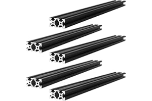 SEHOI 5 PCS 400 mm 2040V Aluminum Extrusion Profile European Standard Anodized Linear Rail for 3D Printer, Laser and CNC Machine, DIY, Black