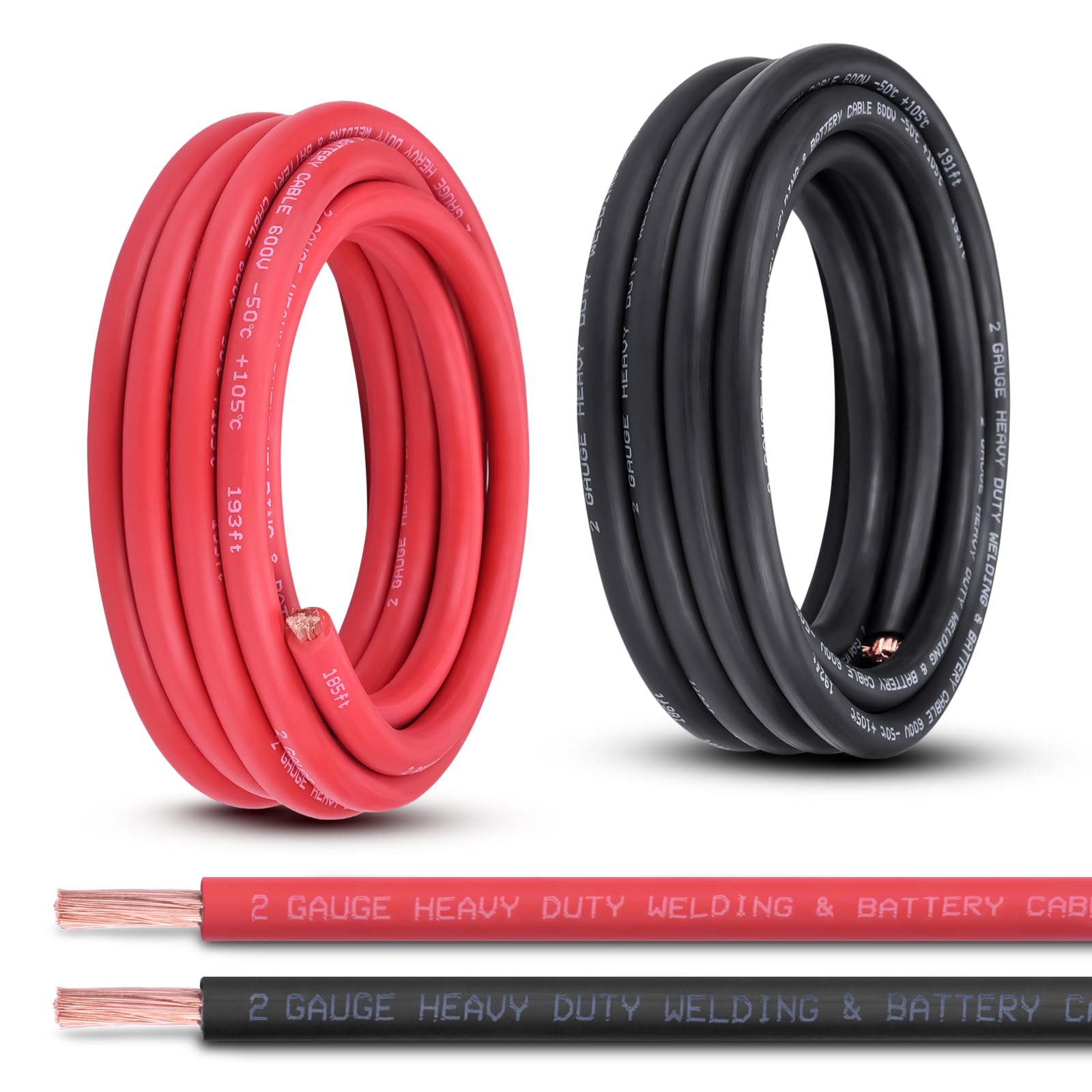 Photo 1 of Shirbly 2 Gauge Battery Cable, 15FT Red + 15FT Black 2 AWG Pure Copper Wire Welding Cable, for Automotive, Battery, Solar and Generator, Standard USA OFC Wire