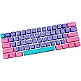 WHYSP 61 PBT Keycaps for 60 Percent Keyboard, Backlit Keycap Set for Mechanical Gaming Keyboard OEM Profile Blue Keycaps with Key Puller for Cherry MX Switches (Peach)