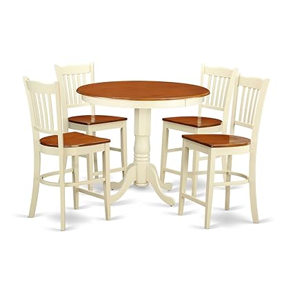 Amazon Com East West Furniture Jagr5 Whi W 5 Piece Pub Table And