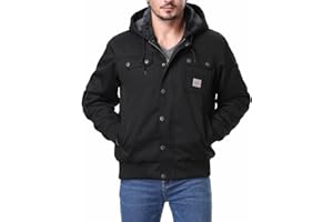 TUAOVA Men's Fit Relaxed Work Coat Fleece Lined Waterproof Workwear Winter Hooded Jacket with Multiple Pockets